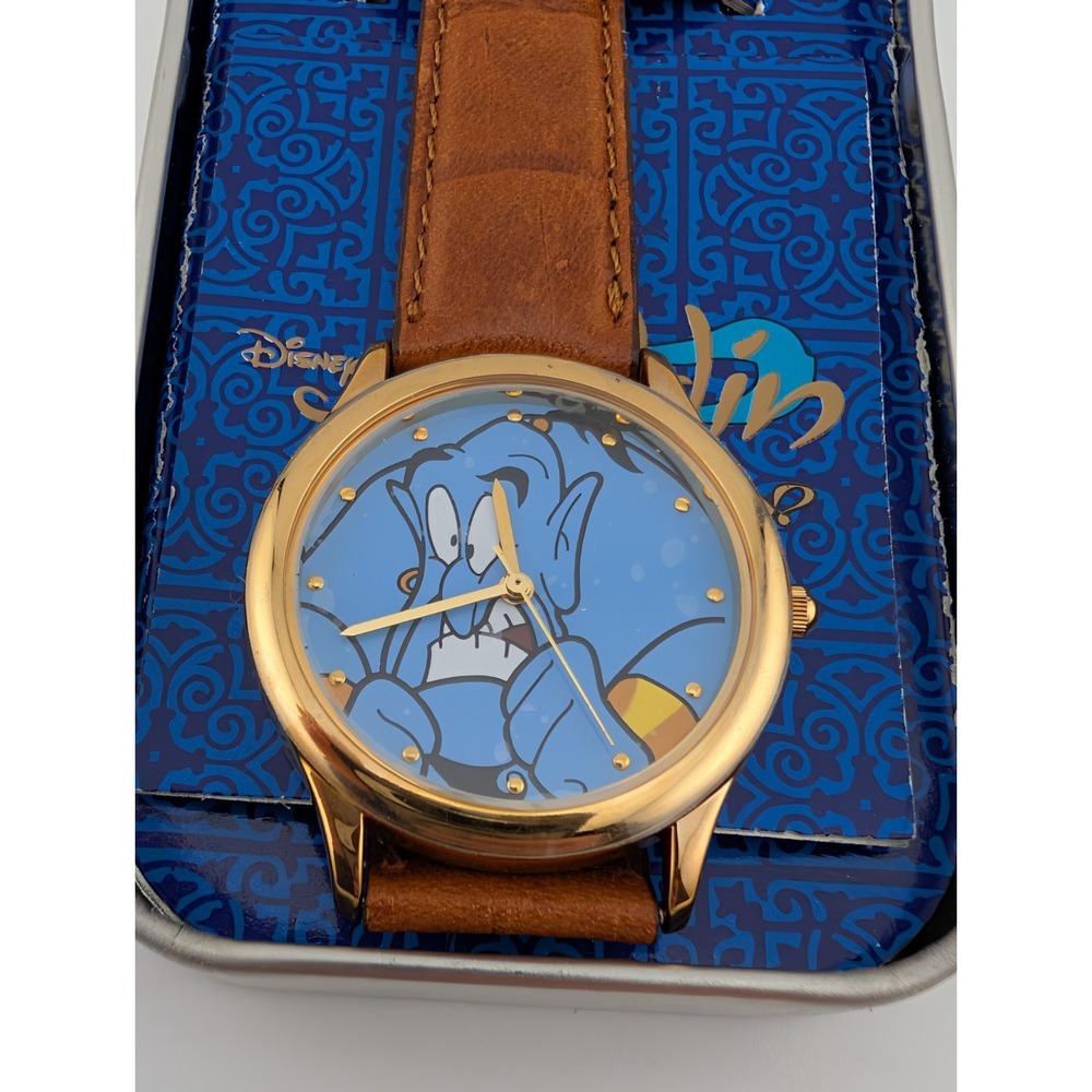 Vintage Fossil Disney Watch Aladdin Genie w/ Collector Tin- New Battery